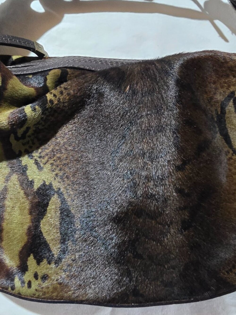 Donald J Pliner Couture Calf Hair Snake Print Handbag Luxe Italian Shoulder Bag - Picture 2 of 16